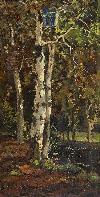 Théophile de Bock | Birches, oil on panel, 52.8 x 26.6 cm, signed l.l. and dated 9 Maart '97