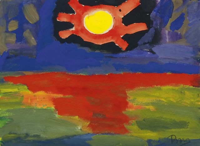 Benner G.  | Sunset, watercolour and gouache on paper 55.6 x 75.4 cm, signed l.r.