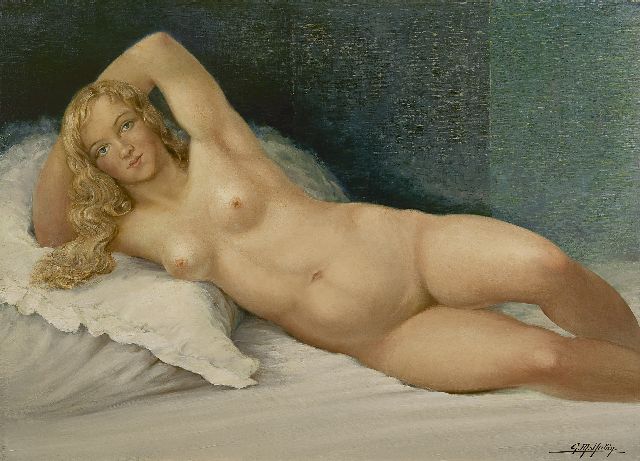 Gilbert Maurice Hubin | Reclining nude, oil on canvas, 74.0 x 102.2 cm, signed l.r.