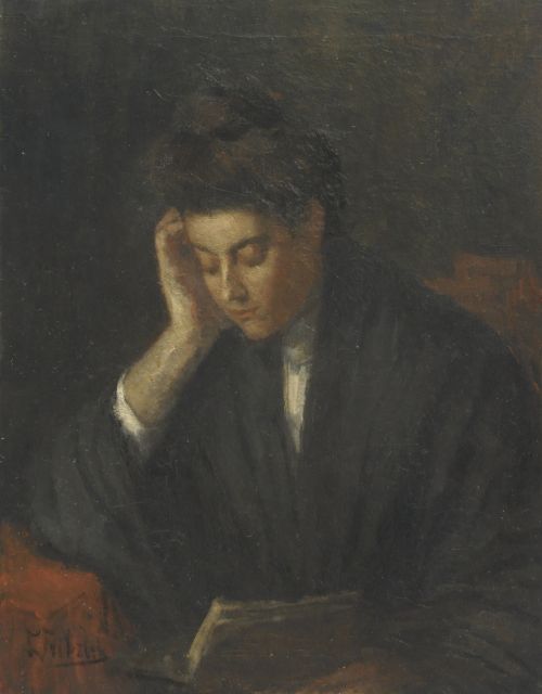 Fritzlin M.C.L.  | A woman reading, oil on canvas 48.3 x 37.2 cm, painted in 1910