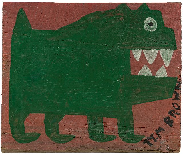 Tim Brown | Green dog, acrylic on panel, 34.0 x 39.2 cm, signed l.r. and painted ca. 1960-1970