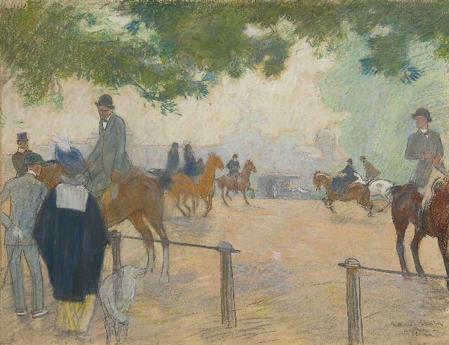 Willy Sluiter | Rotten Row, London, pastel on paper laid down on painter's board, 48.5 x 62.5 cm, signed l.r. and dated 1914