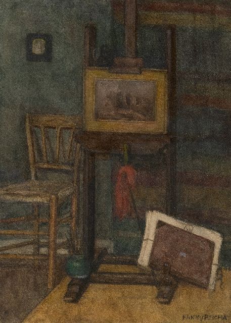 Psicha (Maria Adeline Alice Schweistal) F.  | Workshop corner, watercolour on paper 35.4 x 25.0 cm, signed l.r. with pseudonym 'Fanny Psicha'