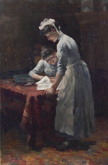 Hobbe Smith | The housemaids, oil on canvas, 59.5 x 38.9 cm, signed l.r. and dated '99
