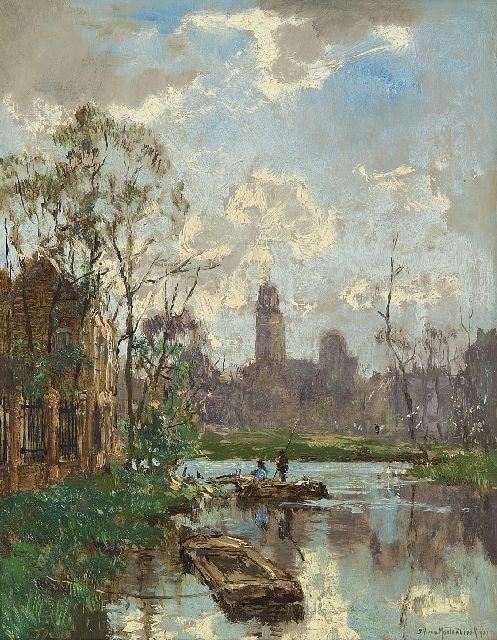 Mastenbroek J.H. van | View of a canal, oil on canvas 34.9 x 27.4 cm, signed l.r. and dated 1921