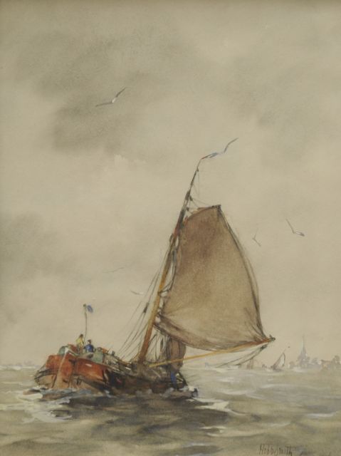 Hobbe Smith | A barge in choppy waters on the Zuiderzee, watercolour and gouache on paper, 30.1 x 22.9 cm, signed l.r. and dated 1916