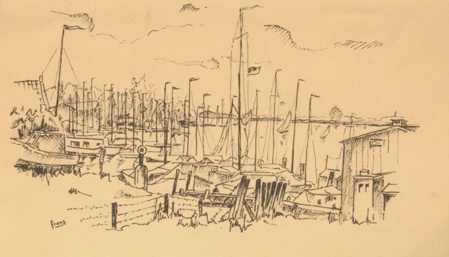 Letanche F.  | Harbourscene, pen and ink on paper 17.8 x 30.7 cm, signed l.l. and on the reverse