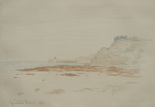 Gerstel J.J.  | Landscape, Normandy, chalk on paper 23.1 x 33.6 cm, signed l.r. and dated 'Grandville 31 Aug. 1931'