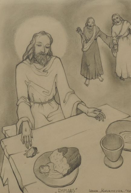 Kolkmeijer B.H.  | Jezus in Emmaüs, pencil on paper 27.9 x 20.0 cm, signed l.r. and dated '47