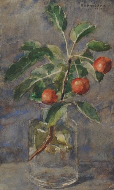 Bruyn Ouboter R. de | A cherry branch, watercolour on paper 22.8 x 13.8 cm, signed u.r. and dated 1967