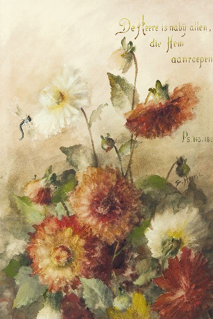 Sara Hense | Autumn flowers, watercolour on paper, 52.6 x 34.9 cm, signed m.r.
