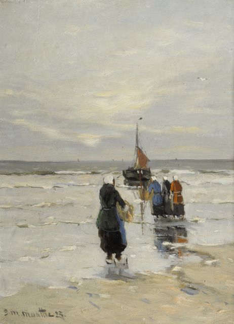 Munthe G.A.L.  | Waiting for the catch, oil on panel 34.9 x 25.8 cm, signed l.l. and dated '23