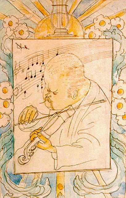 Willem Adriaan van Konijnenburg | Playing the violin, watercolour on paper, 29.0 x 19.0 cm, signed u.l. and dated 1898