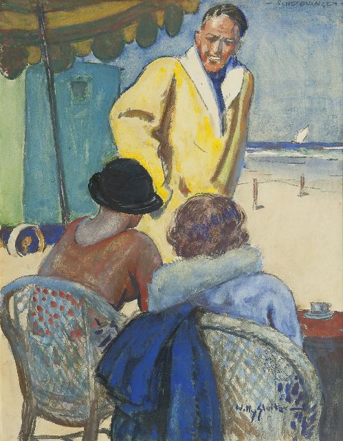 Willy Sluiter | On the beach, Scheveningen, watercolour on paper, 47.5 x 36.0 cm, signed l.r.