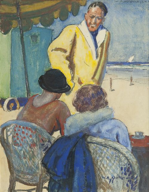 Willy Sluiter | On the beach, Scheveningen, watercolour on paper, 47.5 x 36.0 cm, signed l.r.