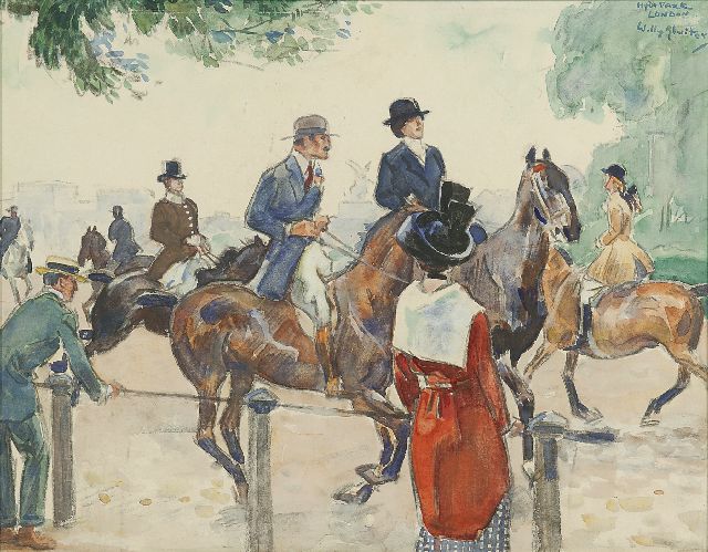 Sluiter J.W.  | Hyde Park, London, chalk and gouache on paper 37.0 x 47.4 cm, signed u.r.