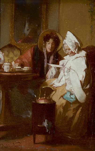 Alexander Hugo Bakker Korff | The letter, oil on panel, 11.2 x 7.1 cm, signed l.l.