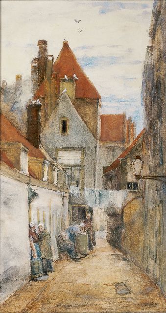 George Hendrik Breitner | An alley in Rotterdam, watercolour on paper, 51.8 x 27.8 cm, signed l.r. and painted ca. 1880