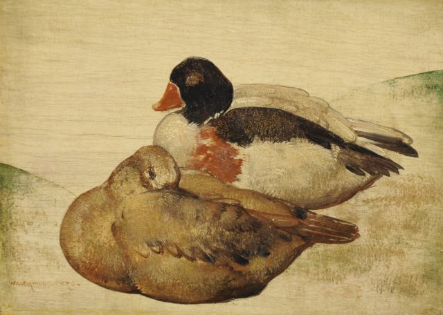 Willem van den Berg | Two ducks, oil on panel, 16.0 x 22.0 cm, signed l.l. and reverse