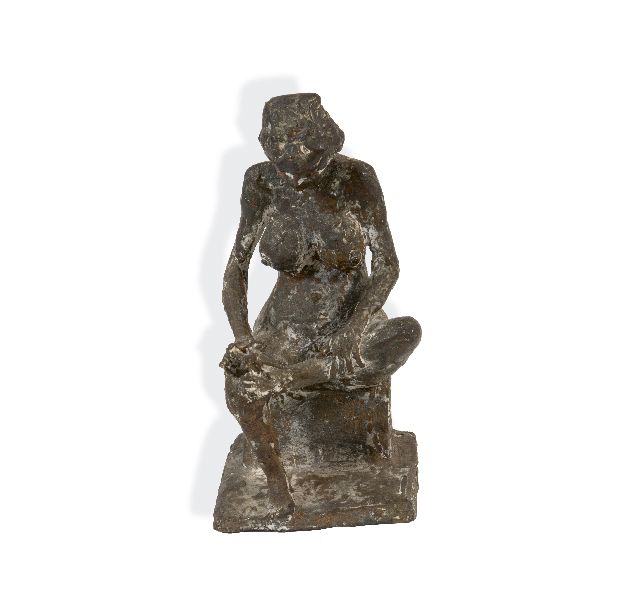 Kleinhans B.  | Female nude, cutting nailes, bronze 28.0 x 13.4 cm, signed on the side of the seat and dated 1951