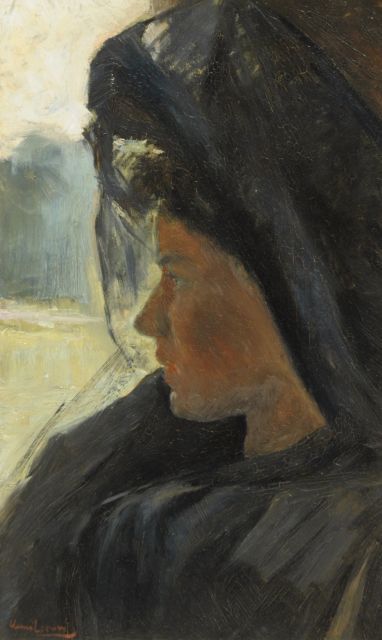 Henri Leeuw | Portrait of a lady, oil on board, 52.8 x 31.9 cm, signed l.l.