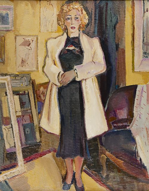 Jan Jordens | Lady in a painter's interior, oil on canvas, 90.6 x 70.7 cm, signed r.c. and painted '38