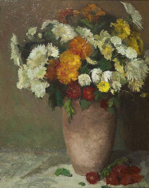 Ans van den Berg | Chrysanthemums, oil on canvas, 60.7 x 47.3 cm, signed l.r.