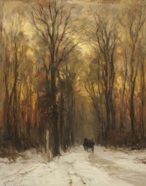 Louis Apol | A snowy landscape with a horse-drawn cart, oil on canvas, 49.9 x 39.6 cm, signed l.l.