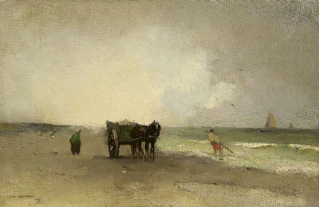 Aris Knikker | Gathering shells, oil on panel, 27.7 x 42.6 cm, signed l.l.