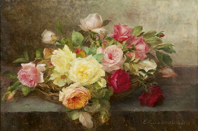 Nees von Esenbeck E.  | A still life with roses, oil on canvas 44.6 x 66.5 cm, signed l.r. and dated 1903
