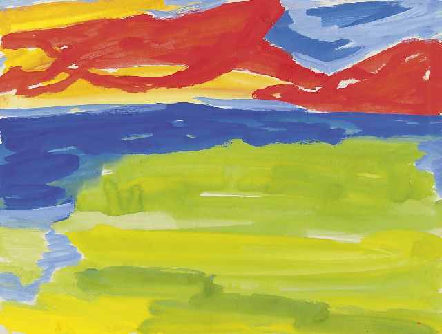 Gerrit Benner | Sealandscape, gouache on paper, 50.6 x 66.4 cm, executed ca. 1964
