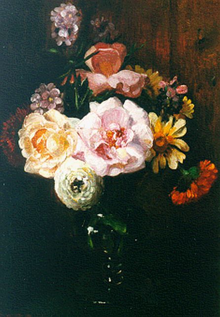 Willem Elisa Roelofs jr. | Summer Bouquet, oil on painter's cardboard, 34.8 x 25.1 cm, signed l.l.