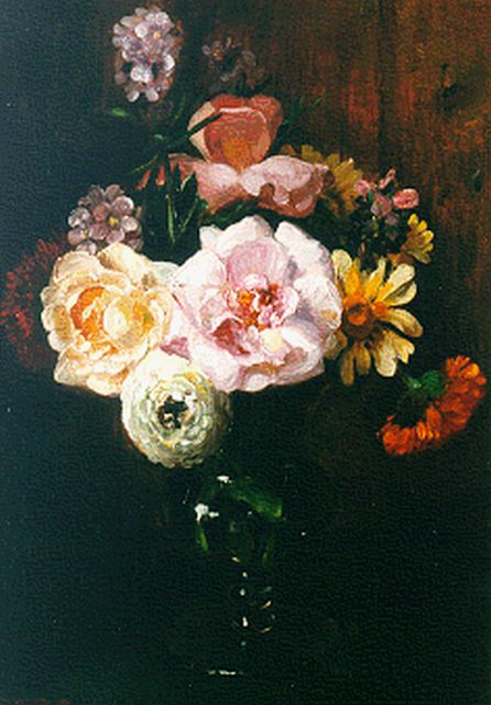 Roelofs jr. W.E.  | Summer Bouquet, oil on painter's cardboard 34.8 x 25.1 cm, signed l.l.