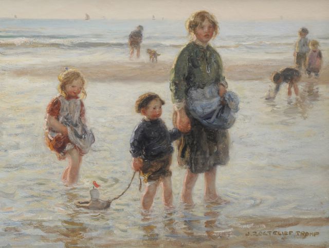 Zoetelief Tromp J.  | Paddling, oil on canvas 33.4 x 43.3 cm, signed l.r.