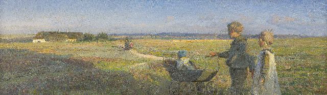 Larsen K.E.  | Tiredness, oil on canvas 44.3 x 144.3 cm, signed l.r. and dated 1907