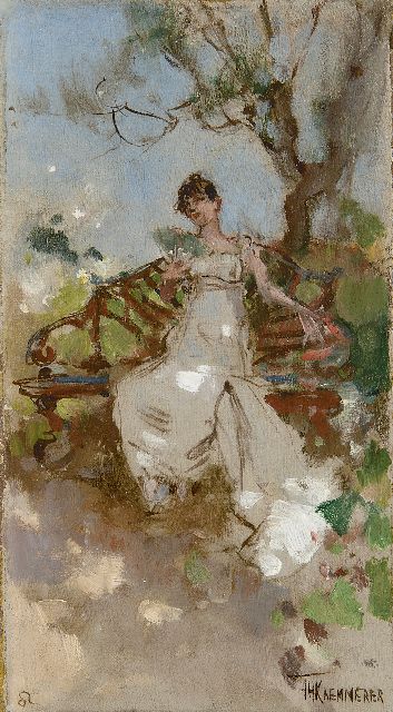 Kaemmerer F.H.  | August (Leo), oil on canvas laid down on painter's board 18.5 x 10.3 cm, signed l.r.