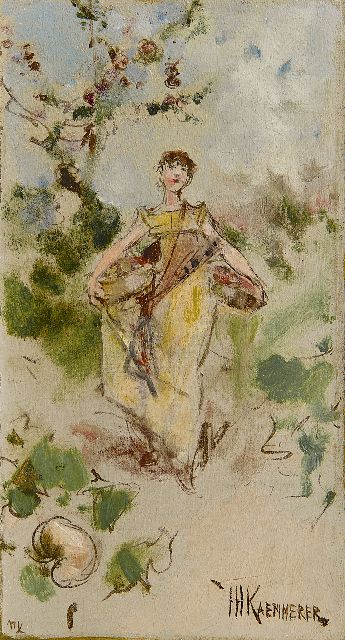 Kaemmerer F.H.  | September ( Virgo), oil on canvas laid down on painter's board 18.5 x 10.3 cm, signed l.r.