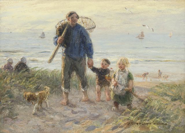 Zoetelief Tromp J.  | Homeward bound through the dunes, oil on canvas 41.0 x 56.2 cm, signed l.r.