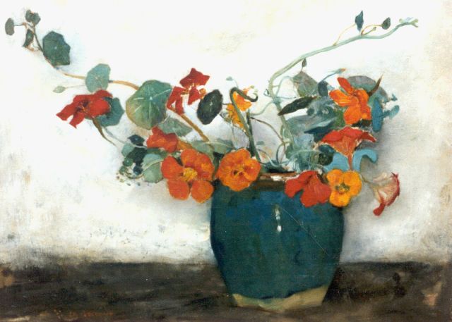 Arntzenius P.F.N.J.  | Nasturtium in a ginger jar, oil on canvas 36.5 x 50.5 cm, signed l.l.