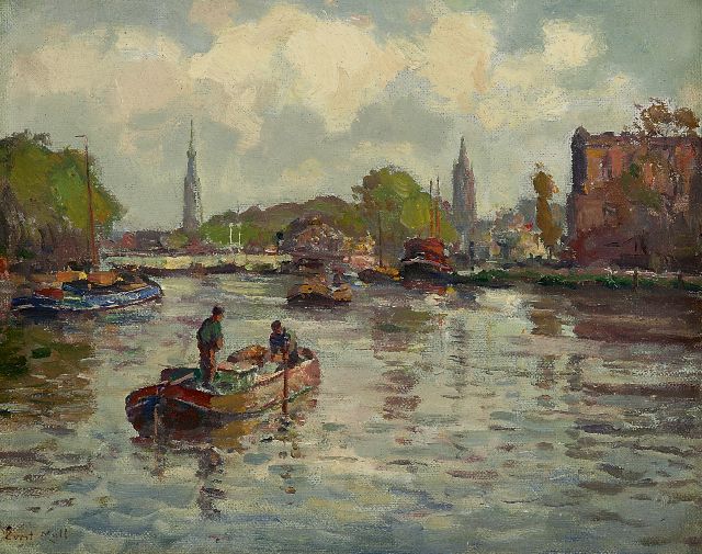 Moll E.  | View of the Delftse Vliet near Delft, oil on canvas 23.6 x 29.1 cm, signed l.l.