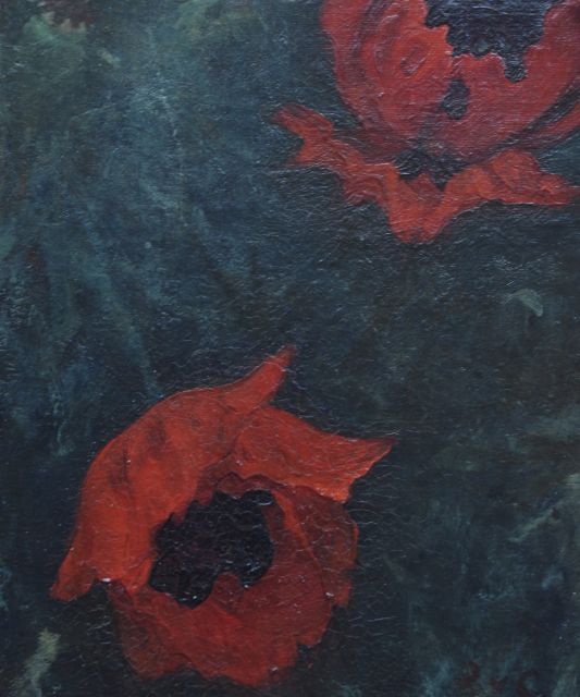 Looy J. van | Poppies, oil on canvas laid down on panel 29.8 x 25.2 cm, signed l.r. with initials and possibly painted between 1907-1930