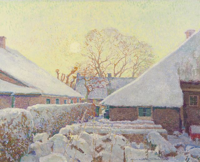 Hessel de Boer | Snow-covered farms in Blaricum, oil on canvas, 60.2 x 74.0 cm, signed c.r.