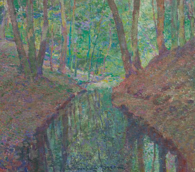 Boer H. de | A forest creek, oil on canvas 45.1 x 50.0 cm, signed l.m.