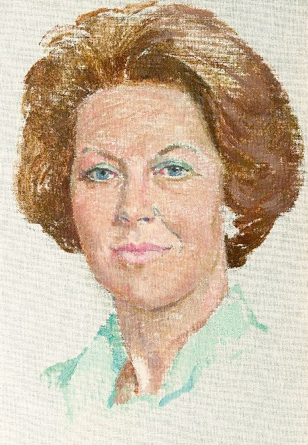 Hessel de Boer | Portrait of Queen Beatrix, oil on canvas, 46.2 x 32.3 cm