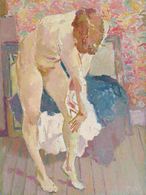 Hessel de Boer | Bending nude, oil on canvas, 60.3 x 45.0 cm