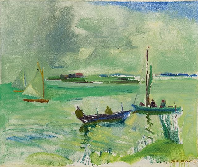 Harrie Kuijten | Sailing boats on a lake, oil on canvas, 50.5 x 60.3 cm, signed l.r. and dated '47