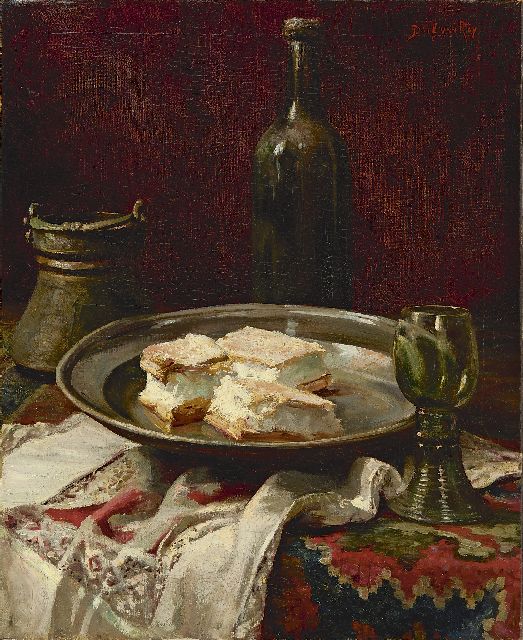 Roy D. van | The dessert, oil on canvas 55.1 x 45.7 cm, signed u.r.