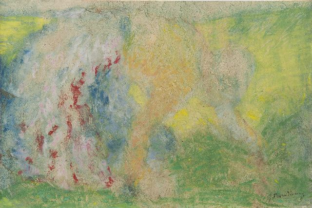 Johan Thorn Prikker | Working the land, pastel and watercolour on paper, 32.0 x 47.1 cm, signed l.r. and dated '91