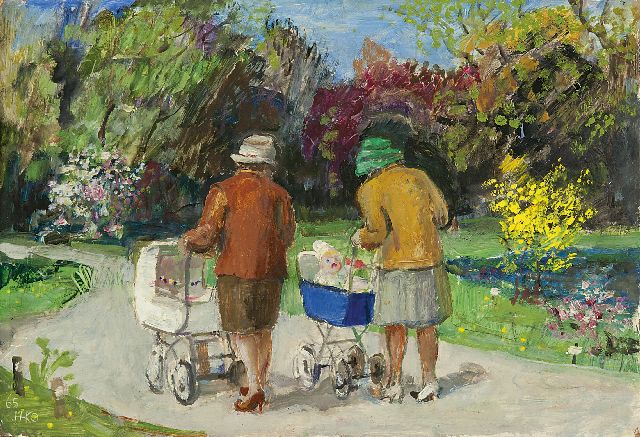 Kamerlingh Onnes H.H.  | In the park, oil on board 22.0 x 32.0 cm, signed l.l. with monogram and dated '65