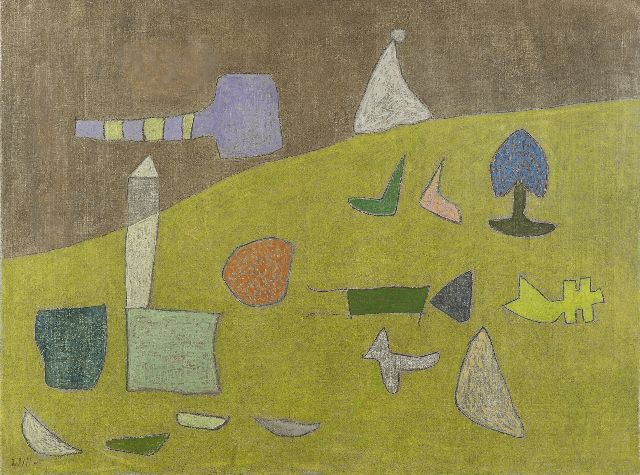 Leewens W.J.  | Figures in a green landscape, oil on canvas 60.1 x 80.1 cm, signed l.l.